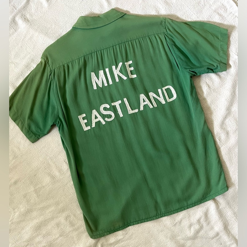 Vintage bowling shirt with chainstitch embroidery